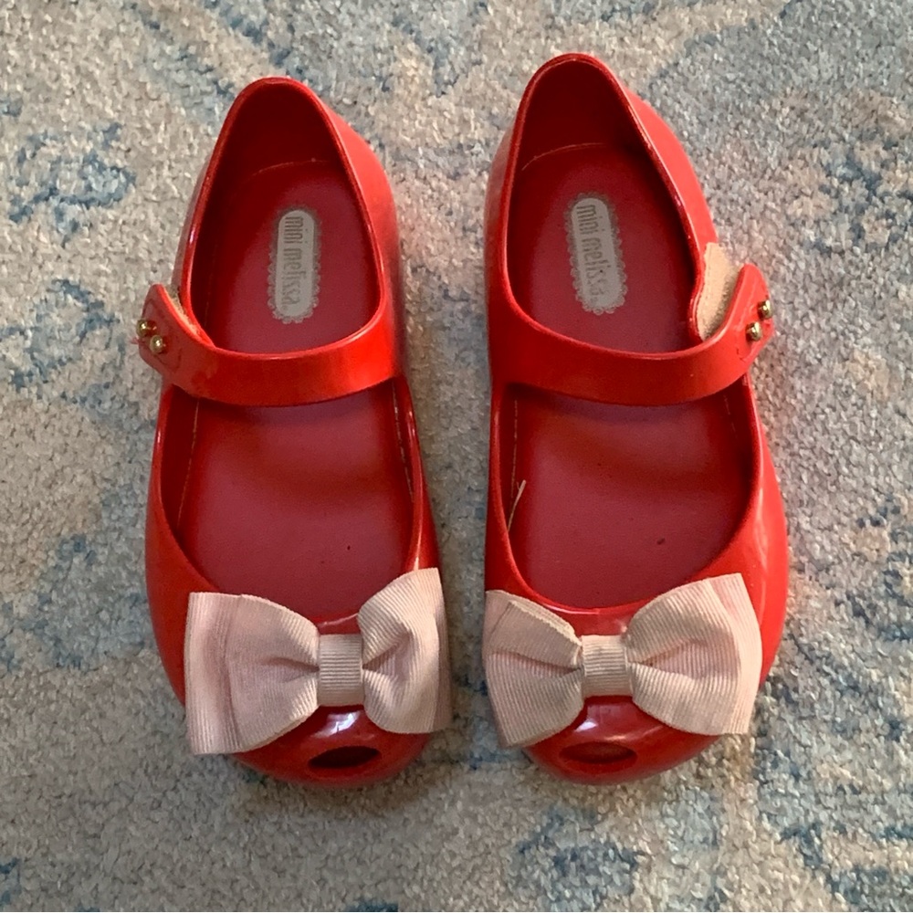 Mini Melissa Red Dress Shoes with Bow